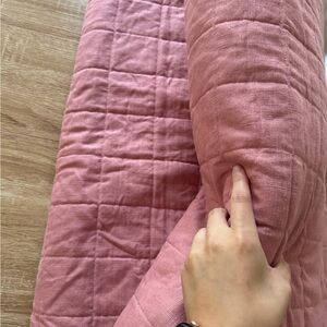 Full/Queen Heavyweight Linen Blend Quilt Rose - Casaluna™: Woven Rayon & Cotton,
